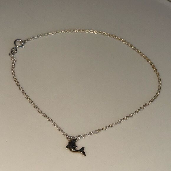 10k gold and sterling silver anklet - Picture 1 of 7